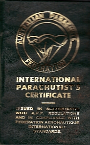 Australian Parachute Federation B-431 (Parachutist) license cover