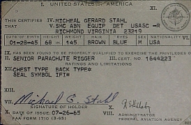 FAA Senior Rigger License